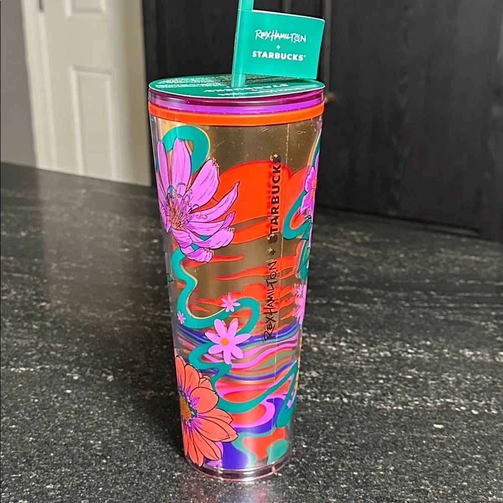 Starbucks Colorful Floral Tumbler‎ with Pink and Purple